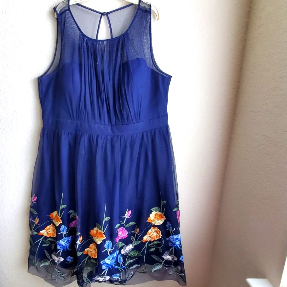 Geade 1x blue floral print dress